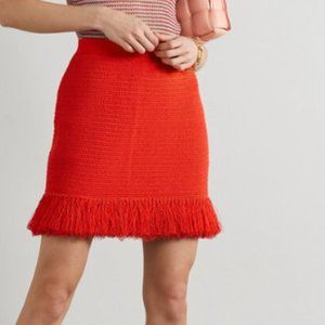 Bottega Veneta Fringed Open Knit Cotton Blend Mini Skirt